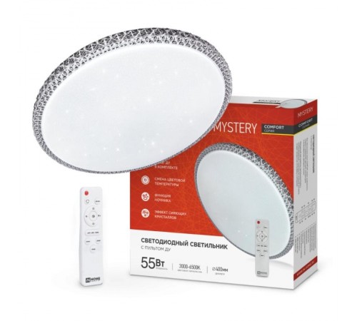 Светильник светодиодный COMFORT MYSTERY 55Вт 230В 3000-6500K 4400Лм 400x70мм с пультом ДУ  4690612034904  IN HOME