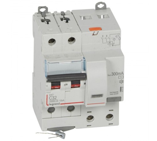 Выключатель автоматический дифференциального тока DX3 6000 2п 32А С 300мА тип AС (4 мод)  411175  Legrand