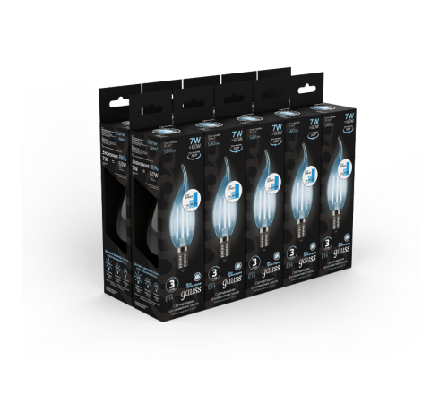 Лампа светодиодная Black LED Filament Свеча на ветру E14 7W 580lm 4100K step dimmable  104801207-S  Gauss