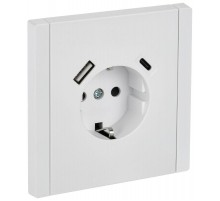FORTE&PIANO Розетка с заземлением, со шторками в/к 16А USB A+C 18Вт FP247 белый  FP-R14-16-U22-018-K01  IEK