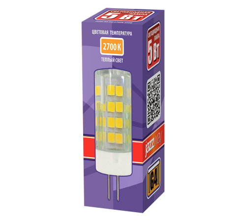 Лампа светодиодная LED 5Вт G4 220В 2700К PLED-G4 капсульная  5000940  Jazzway