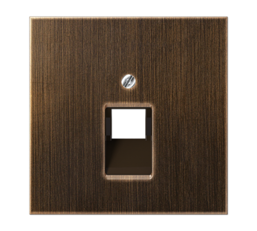 Крышка для одинарных телефонных и компьютерных розеток (UAE), фиксация винтом; металл; латунь antik; Messing  ME2969-1UAAT  Jung