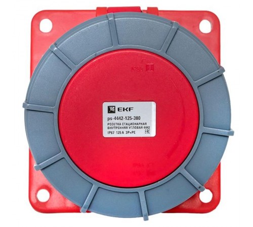 Розетка стационарная внутренняя угловая 4442 3Р+РЕ 125А 380В IP67 EKF PROxima  ps-4442-125-380  EKF