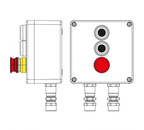 Взрывозащищенный пост управления из полиэстера CPE-P-05-(2xP1B(11)-1xP3E(11))-2xKA2MHK(C)1Ex d e IIC Т5 Gb / Ex tb IIIC T95°C DbIP66/КЗ  2231.051.22.