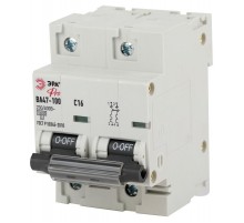 Выключатель автоматический двухполюсный NO-902-272 ВА47-100 2Р 16А 10 кА кривая С (6/60/1440) Pro  Б0048862  ЭРА