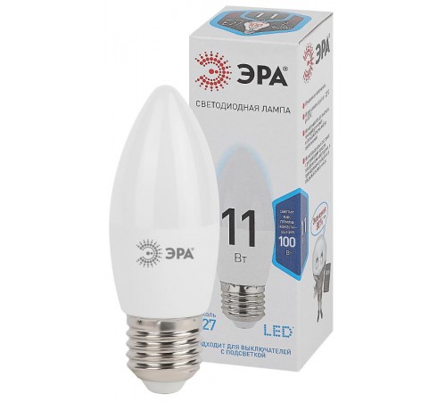 Лампа светодиодная LED 11Вт Е27 4000К smd B35-11w-840-E27  Б0032983  ЭРА