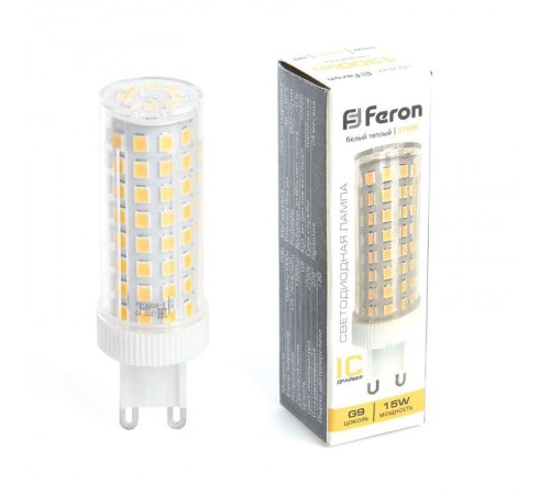 Лампа светодиодная, (15W) 230V G9 2700K JCD, LB-437  38212  FERON