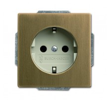 Розетка SCHUKO 16А 250В с защ.шт., серия Династия, Латунь античная, белая роспись  2013-0-5398   2CKA002013A5398  ABB