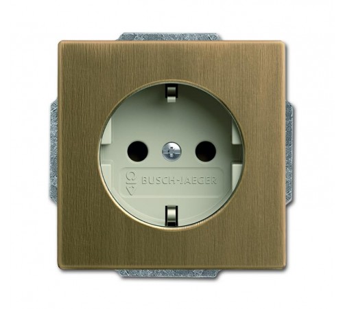 Розетка SCHUKO 16А 250В с защ.шт., серия Династия, Латунь античная, белая роспись  2013-0-5398   2CKA002013A5398  ABB