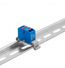 Блок распределительный с гориз. адапт. на рейку шириной 35мм, зажим push-in, 4 точки подкл. 2,5 кв.мм, синий  DTP1-004-04SPUB-H  DKC