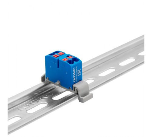 Блок распределительный с гориз. адапт. на рейку шириной 35мм, зажим push-in, 4 точки подкл. 2,5 кв.мм, синий  DTP1-004-04SPUB-H  DKC