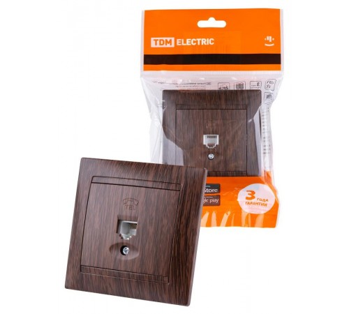 Розетка телефонная RJ11 венге "Лама"  SQ1815-0415  TDM