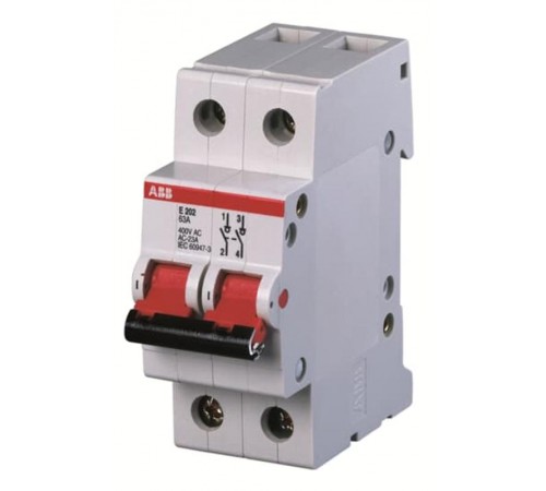 Рубильник 2 пол. E202r 125A рычаг красный  2CDE282001R0125  ABB