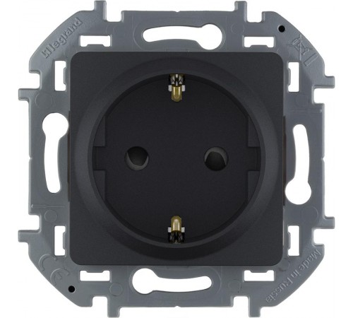 Inspiria Антрацит Розетка с заземлением С/У со шторками 16А без рамки  673733  Legrand