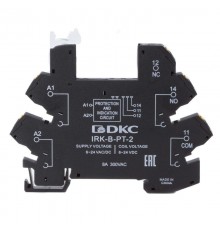 Колодка ультратонкая для реле серии RIS, вх. напр. 6-24V AC/DC, push-in клеммы  IRK-B-PT-2  DKC