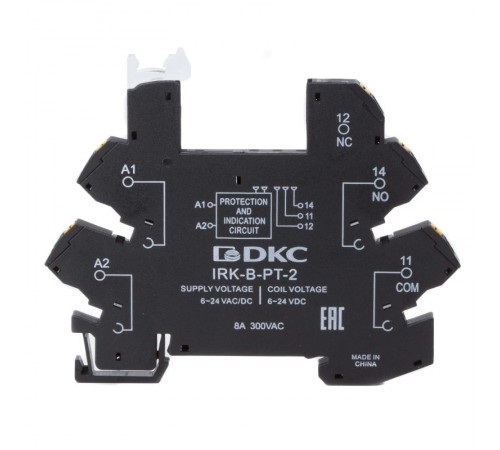 Колодка ультратонкая для реле серии RIS, вх. напр. 6-24V AC/DC, push-in клеммы  IRK-B-PT-2  DKC