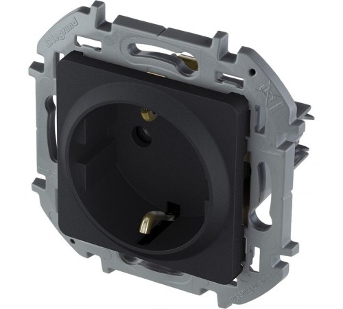 Inspiria Антрацит Розетка с заземлением С/У со шторками 16А без рамки  673733  Legrand