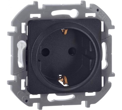 Inspiria Антрацит Розетка с заземлением С/У со шторками 16А без рамки  673733  Legrand
