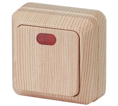 2-102-11 Intro Выключатель с подсветкой, 10А-250В, IP20, ОУ, Quadro, сосна  Б0027636  Intro