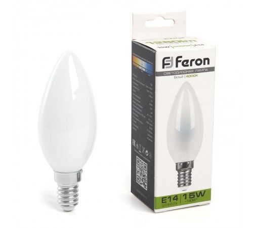 Лампа светодиодная, (15W) 230V E14 4000K матовая, LB-717  38257  FERON
