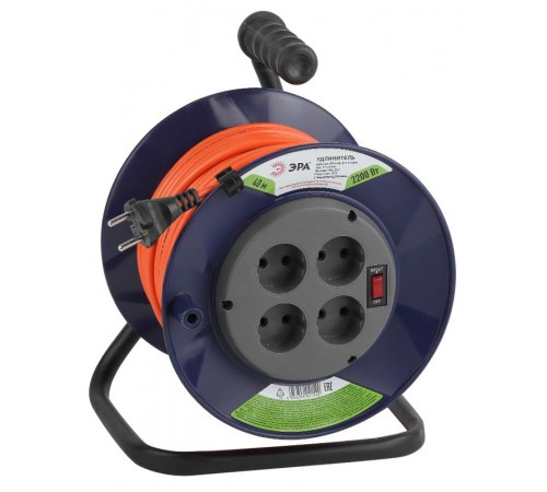 Удлинитель силовой ЭРА RPx-4s-2x1.0-40m на п. катушке б/з 4 гн 40м ПВС 2х1  Б0043051  ЭРА