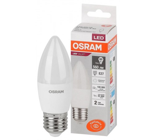 Лампа светодиодная LED Value CL- B 7W/840 230V E27 10X1  4058075579477  OSRAM