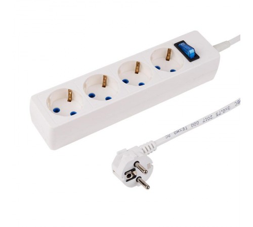 Сетевой фильтр STANDARD 4 гнезда, 3 м, 3х0.75 кв.мм, с/з, белый  11-7229  PROconnect