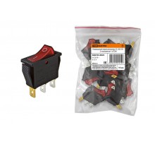 Клавишный переключатель YL-202-03 черный корпус красная клавиша 2 положения 1з  SQ0703-0025  TDM