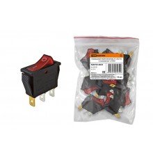 Клавишный переключатель YL-202-03 черный корпус красная клавиша 2 положения 1з  SQ0703-0025  TDM