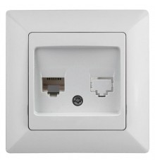 4-302-01 Intro Розетка телефонная RJ11, СУ, Solo, белый  Б0043375  Intro