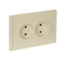 FORTE&PIANO Розетка 2-я без заземления, со шторками безвинтовое крепление 10А FP425 ваниль  FP-R23-10-1-K10  IEK