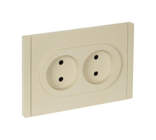 FORTE&PIANO Розетка 2-я без заземления, со шторками безвинтовое крепление 10А FP425 ваниль  FP-R23-10-1-K10  IEK