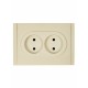 FORTE&PIANO Розетка 2-я без заземления, со шторками безвинтовое крепление 10А FP425 ваниль  FP-R23-10-1-K10  IEK