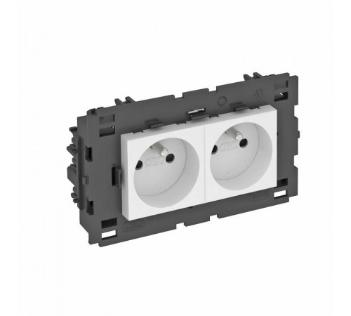 Розетка двойная 0° Modul45connect франц. стандарт, 250 В, 16A (белый) (STD-F0C8 RW2)  6120622  OBO Bettermann