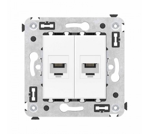 Телефонная розетка RJ-12 без шторки в стену двойная, "Avanti", "Белое облако"  4400614  DKC
