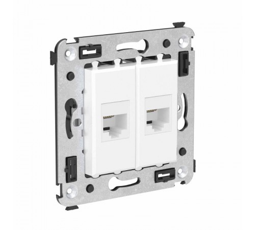 Телефонная розетка RJ-12 без шторки в стену двойная, "Avanti", "Белое облако"  4400614  DKC