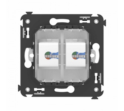 Телефонная розетка RJ-12 без шторки в стену двойная, "Avanti", "Белое облако"  4400614  DKC