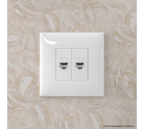 Телефонная розетка RJ-12 без шторки в стену двойная, "Avanti", "Белое облако"  4400614  DKC