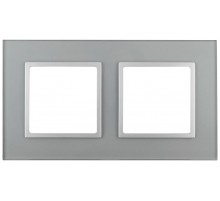 14-5102-03 Рамка на 2 поста, стекло, Эра Elegance, алюминий+алюм  Б0034490  ЭРА