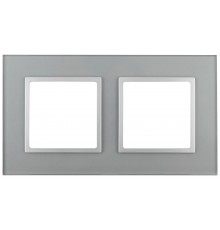 14-5102-03 Рамка на 2 поста, стекло, Эра Elegance, алюминий+алюм  Б0034490  ЭРА