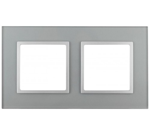 14-5102-03 Рамка на 2 поста, стекло, Эра Elegance, алюминий+алюм  Б0034490  ЭРА