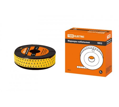 Маркер МК3 - 6мм символ "4" 350шт/ролл   SQ0511-0054  TDM