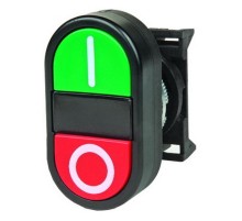 Кнопка двойная плоская, черная  ABFTM  DKC