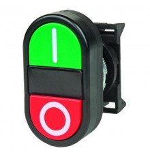 Кнопка двойная плоская, черная  ABFTM  DKC