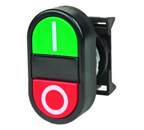 Кнопка двойная плоская, черная  ABFTM  DKC