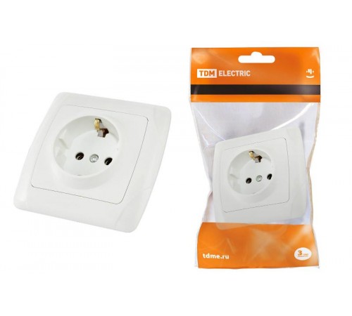 Розетка 2П+З 16А 250В белая "Онега"   SQ1805-0016  TDM