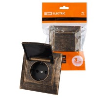 Розетка 2П+З 16А 250В IP44 с защ. шт. с крышкой старинная бронза "Лама"  SQ1815-0755  TDM