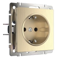 W1171110/ Электроустановочные изделия - Розетка с заземлением и шторками (шампань рифленый)  a051429  Werkel