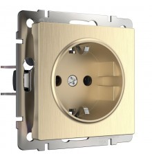 W1171110/ Электроустановочные изделия - Розетка с заземлением и шторками (шампань рифленый)  a051429  Werkel