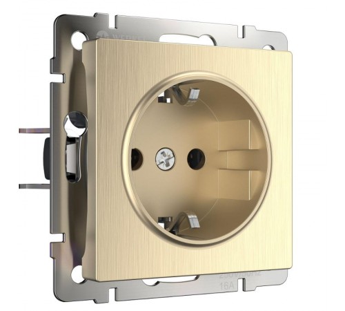 W1171110/ Электроустановочные изделия - Розетка с заземлением и шторками (шампань рифленый)  a051429  Werkel